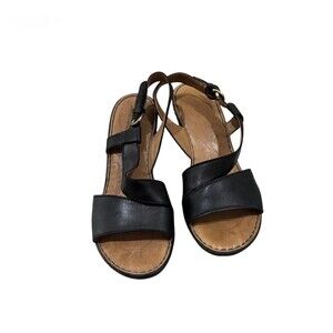 Born Chunky Wedge Sling-Back Sandal Women's 9 Black